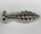 Ribbed Jewelled Large Butt Plug Champagne Steel Sex Toys